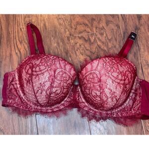 Victoria Secret Dream Angels Lace Lined Demi Bra 36C Magenta Floral Intimate NWT